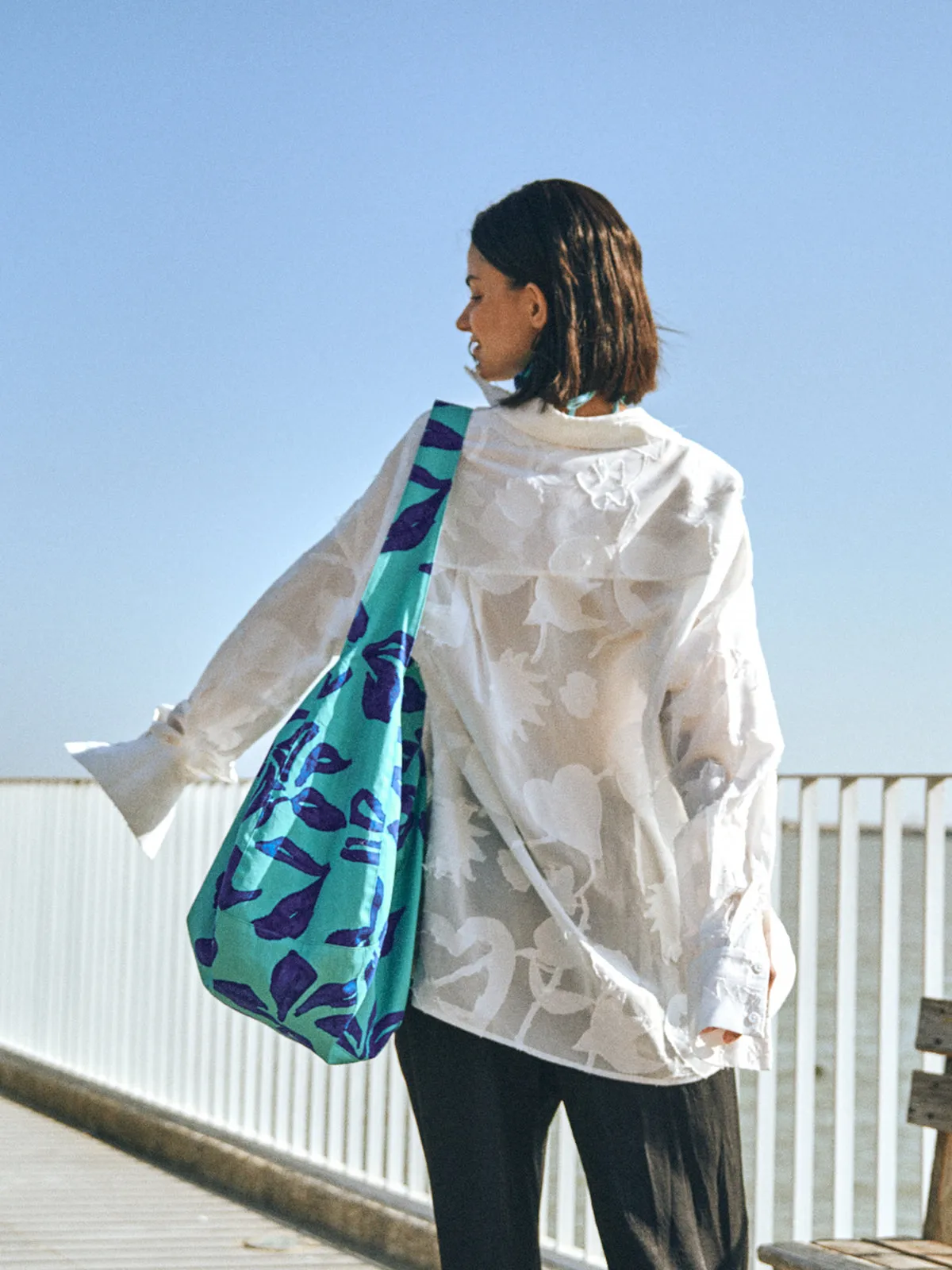 Tropical Bliss Hobo Crossbody Bag - Ocean Blue