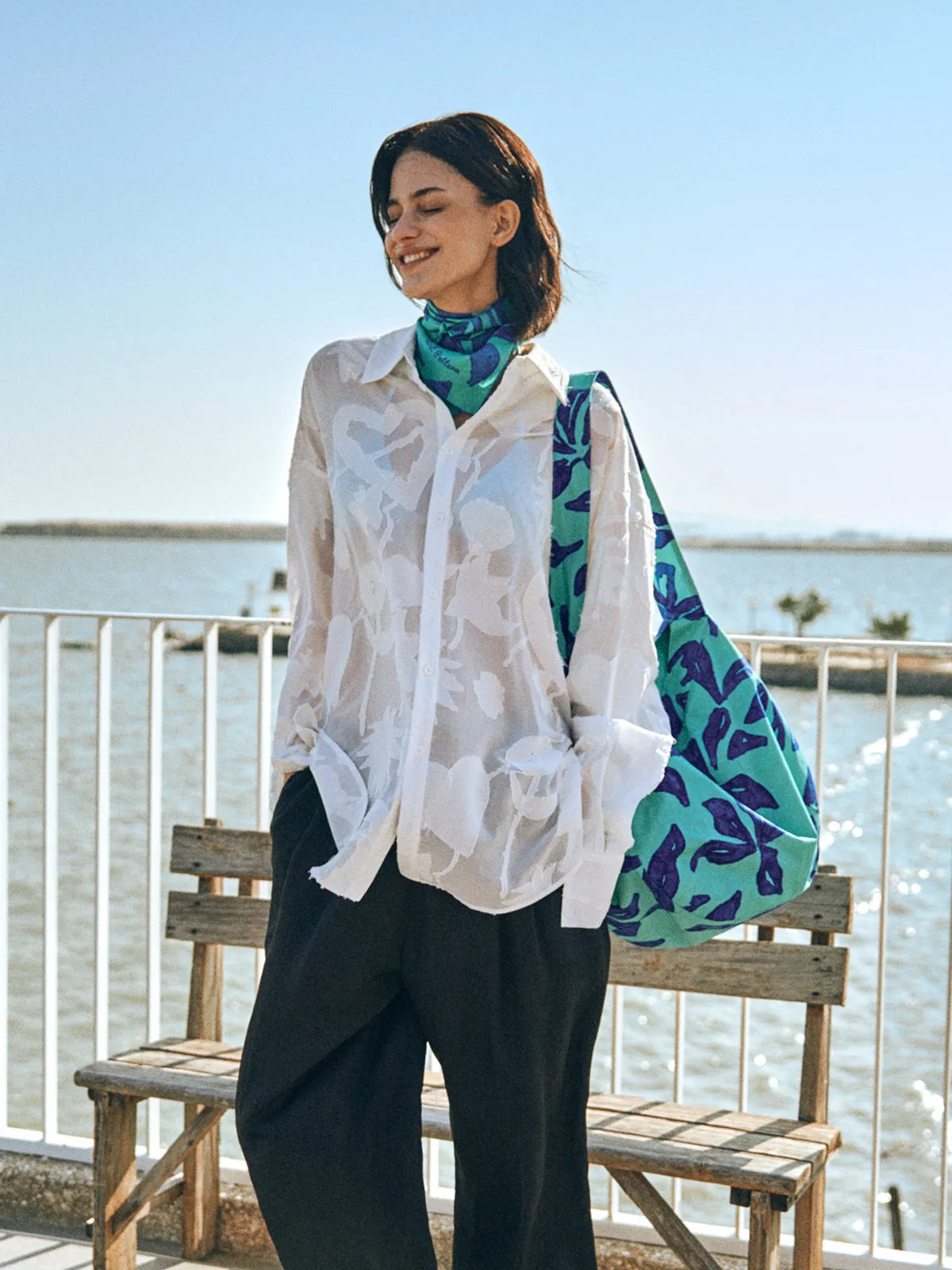 Tropical Bliss Hobo Crossbody Bag - Ocean Blue
