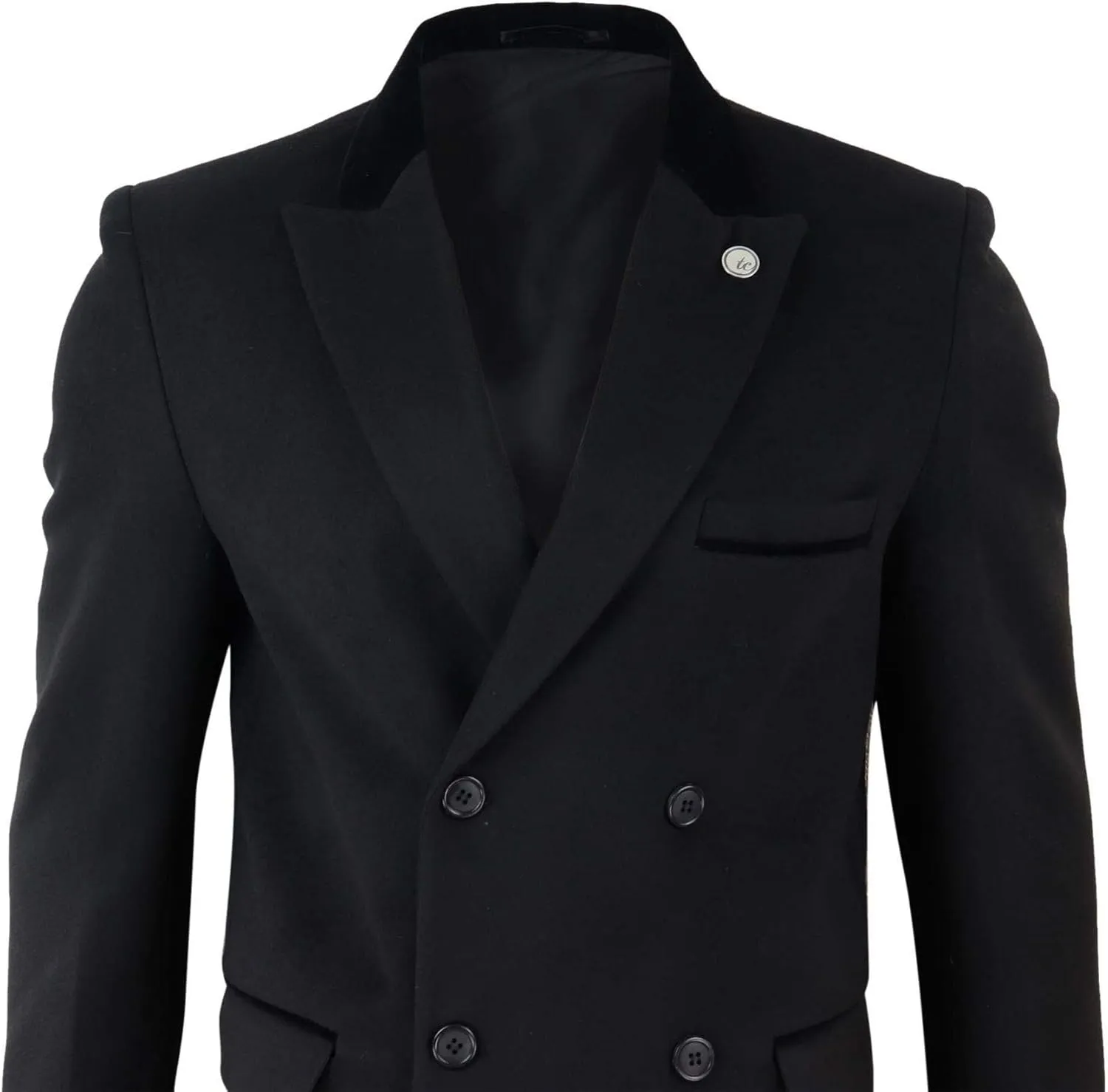 TruClothing Mens 3/4 Long Double Breasted Overcoat Jacket Wool Coat
