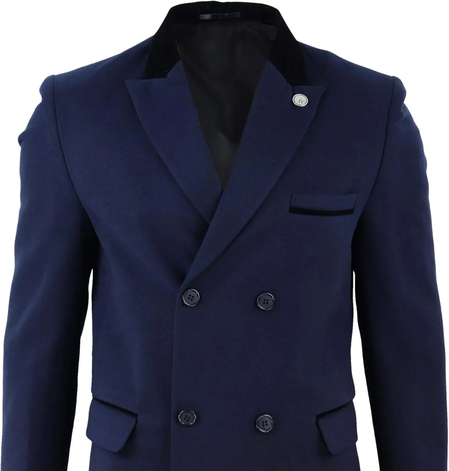 TruClothing Mens 3/4 Long Double Breasted Overcoat Jacket Wool Coat