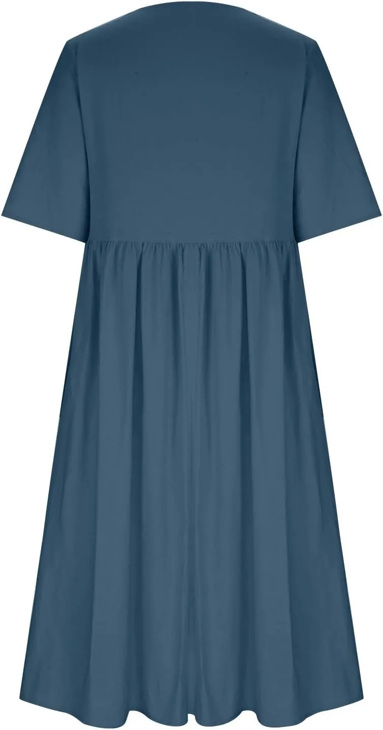 Tshirt Dress for Women 2025 Casual Plus Size Summer Midi Dress Boho Floral Print Loose Flowy Long Dresses with Pockets