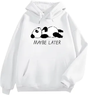 Tuislay Cute Panda Graphic Hoodie For Teen Girls Preppy Kawaii Hoodies Womens Sweatshirts Oversized Fleece Hooded Pullover