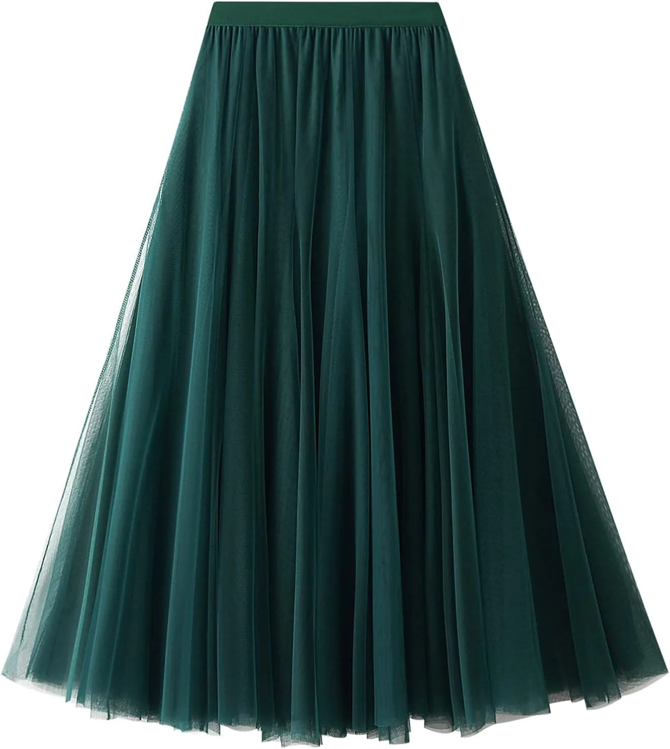 Tulle Skirts for Women Pleated Layered Tutu Skirt Ladies Elegant Flowy Long Skirts Bridesmaid Wedding Midi Skirt