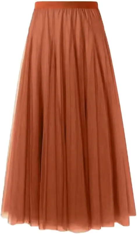 Tulle Skirts for Women Pleated Layered Tutu Skirt Ladies Elegant Flowy Long Skirts Bridesmaid Wedding Midi Skirt
