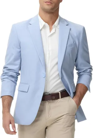 TURETRENDY Men's Casual Blazer Jacket One Button Sport Coat Lightweight Slim Fit Suit
