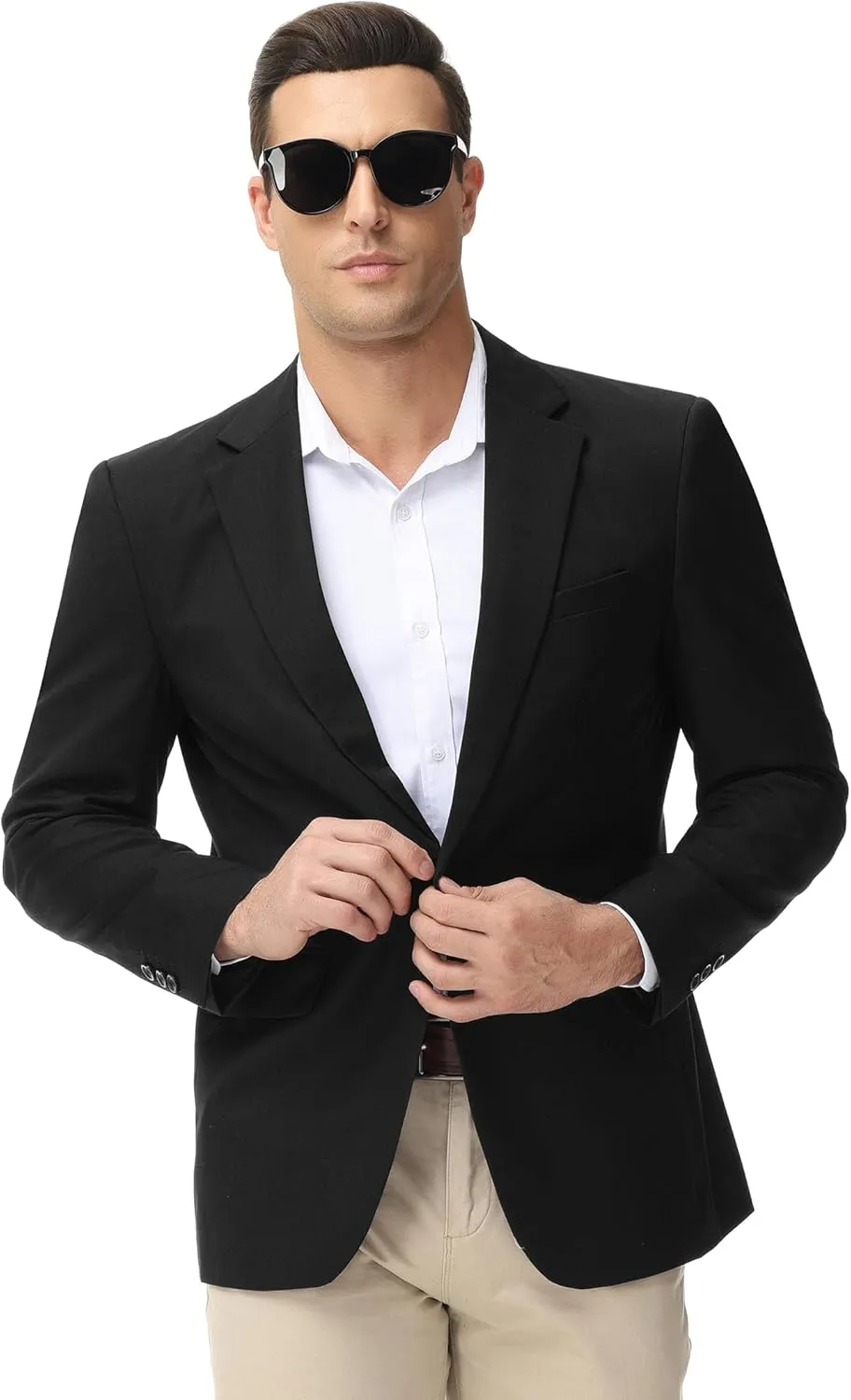 TURETRENDY Men's Casual Blazer Jacket One Button Sport Coat Lightweight Slim Fit Suit