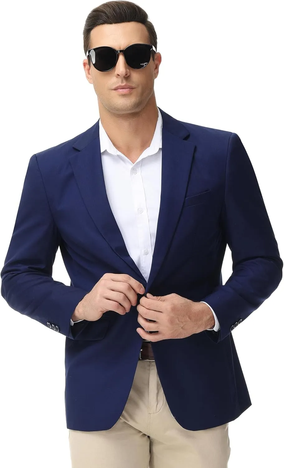 TURETRENDY Men's Casual Blazer Jacket One Button Sport Coat Lightweight Slim Fit Suit