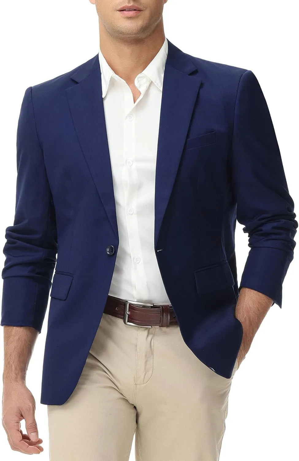 TURETRENDY Men's Casual Blazer Jacket One Button Sport Coat Lightweight Slim Fit Suit