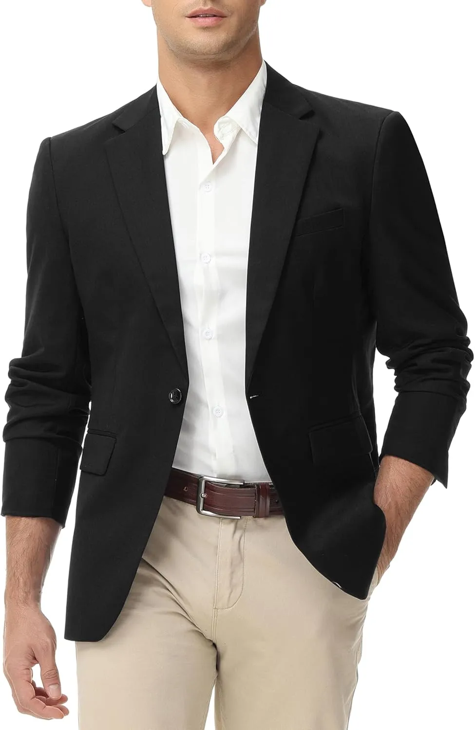 TURETRENDY Men's Casual Blazer Jacket One Button Sport Coat Lightweight Slim Fit Suit