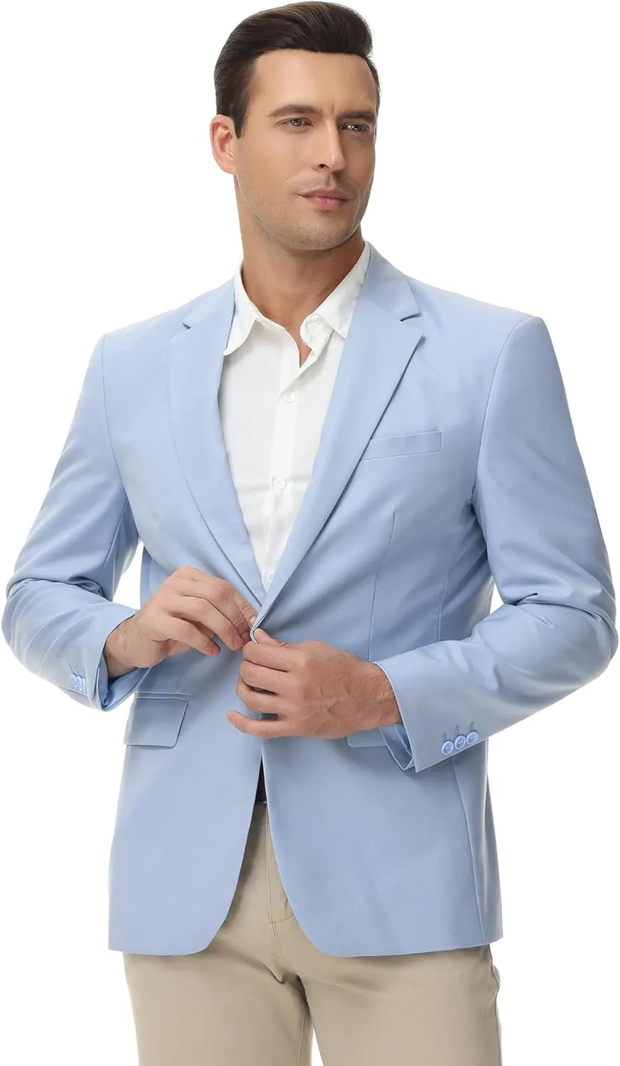 TURETRENDY Men's Casual Blazer Jacket One Button Sport Coat Lightweight Slim Fit Suit