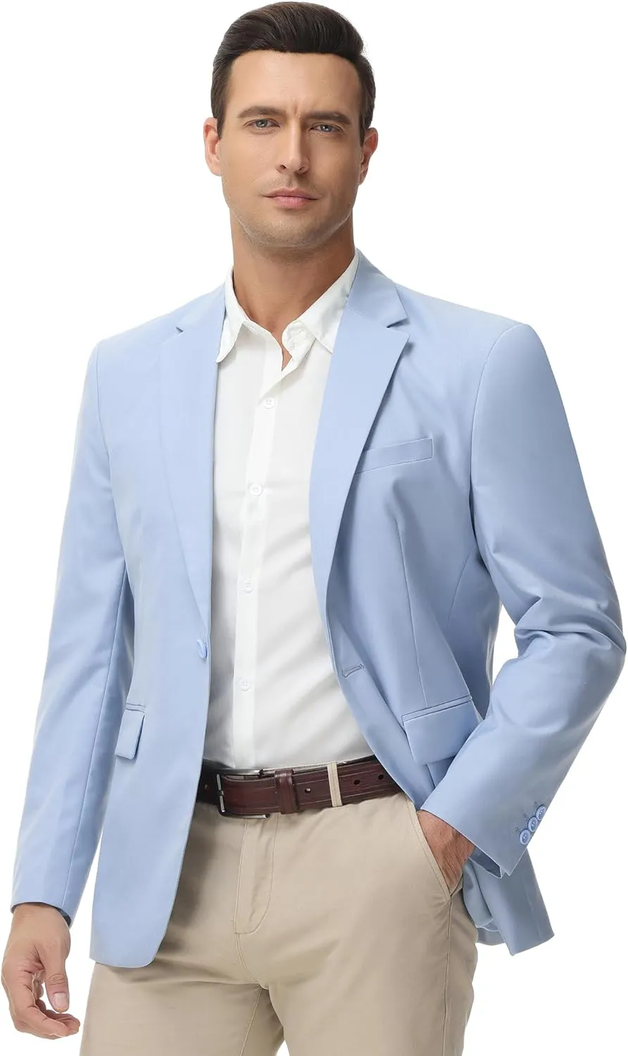 TURETRENDY Men's Casual Blazer Jacket One Button Sport Coat Lightweight Slim Fit Suit