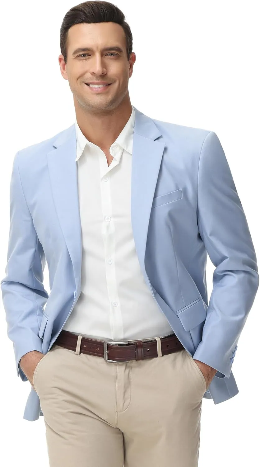 TURETRENDY Men's Casual Blazer Jacket One Button Sport Coat Lightweight Slim Fit Suit