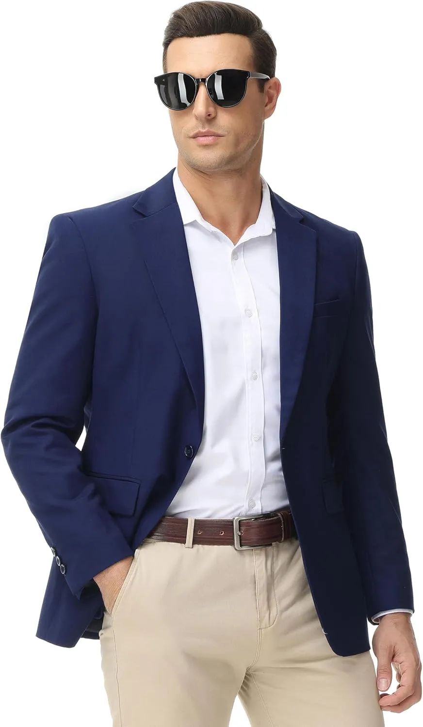 TURETRENDY Men's Casual Blazer Jacket One Button Sport Coat Lightweight Slim Fit Suit