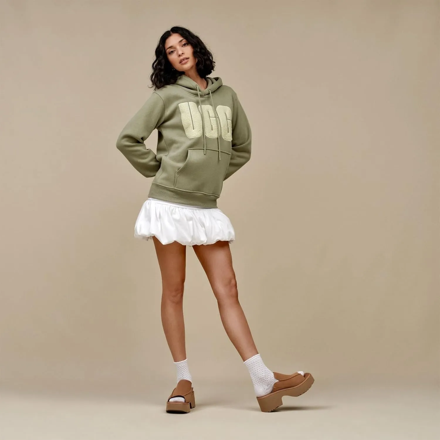 UGG Women's Rey Fluff Logo Hoodie Sweater