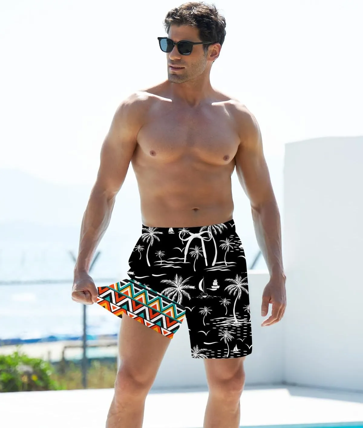 uideazone Mens Swim Trunks with Compression Liner Swimming Shorts 7 Inch Inseam Waterproof Quick Dry Beach Sport Shorts M-XXL