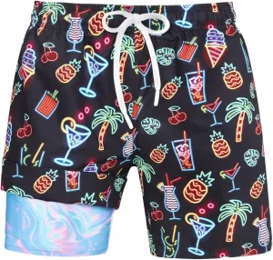 uideazone Mens Swim Trunks with Compression Liner Swimming Shorts 7 Inch Inseam Waterproof Quick Dry Beach Sport Shorts M-XXL