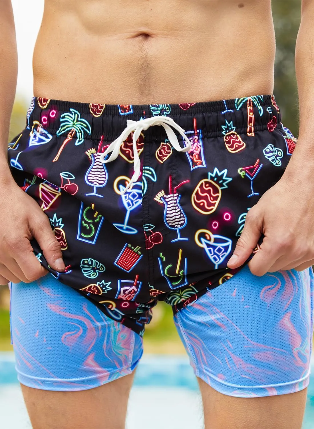 uideazone Mens Swim Trunks with Compression Liner Swimming Shorts 7 Inch Inseam Waterproof Quick Dry Beach Sport Shorts M-XXL