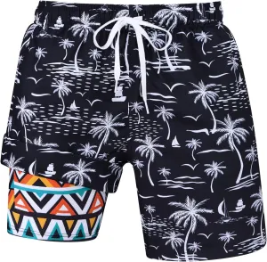 uideazone Mens Swim Trunks with Compression Liner Swimming Shorts 7 Inch Inseam Waterproof Quick Dry Beach Sport Shorts M-XXL