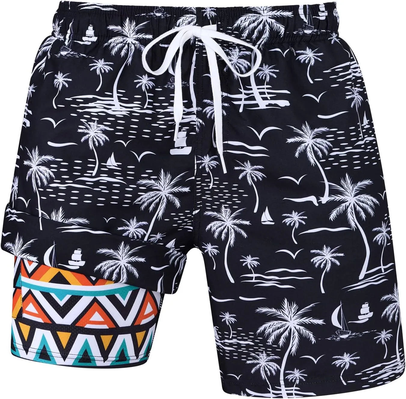 uideazone Mens Swim Trunks with Compression Liner Swimming Shorts 7 Inch Inseam Waterproof Quick Dry Beach Sport Shorts M-XXL