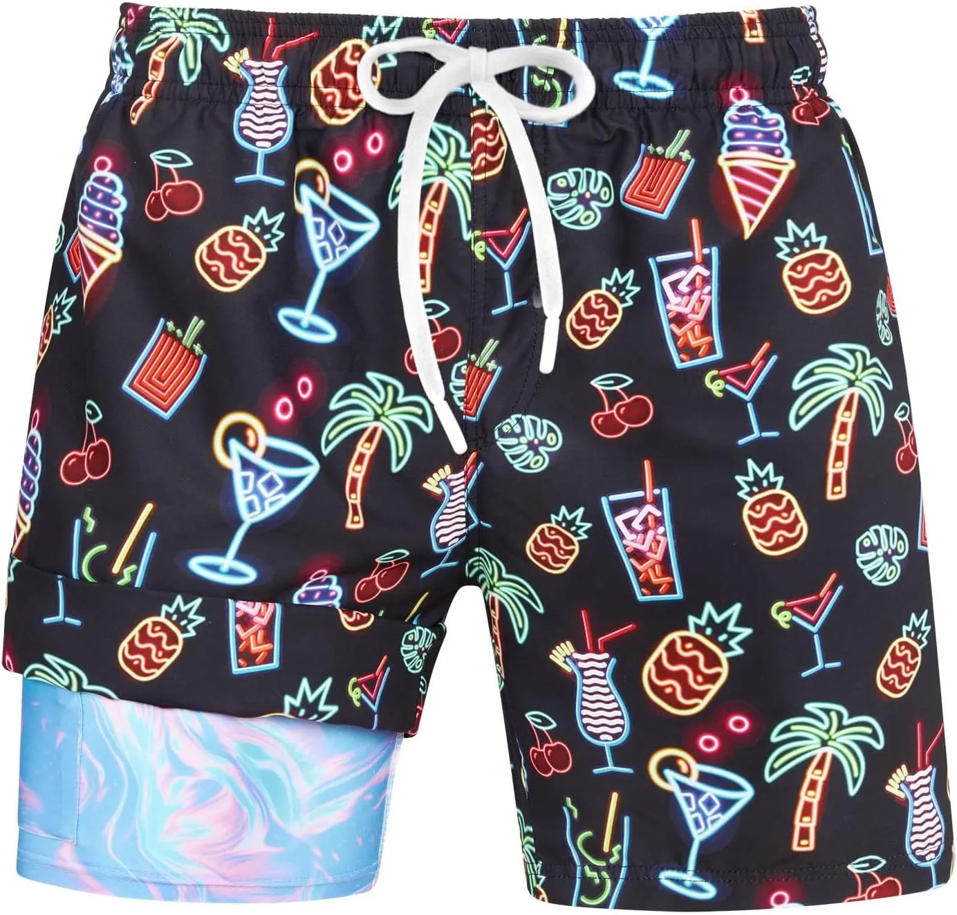 uideazone Mens Swim Trunks with Compression Liner Swimming Shorts 7 Inch Inseam Waterproof Quick Dry Beach Sport Shorts M-XXL