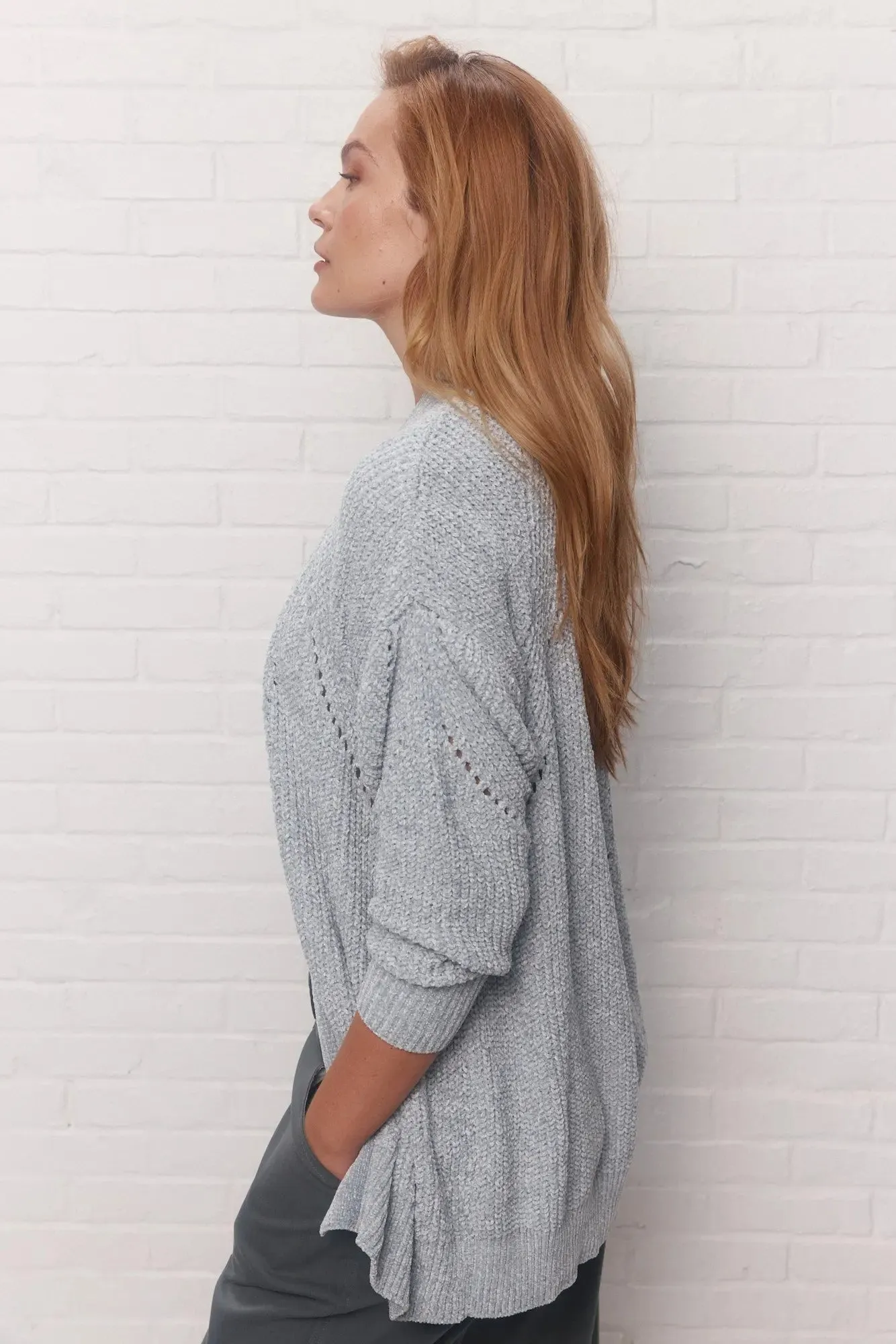 Veste grise en tricot | Lyne