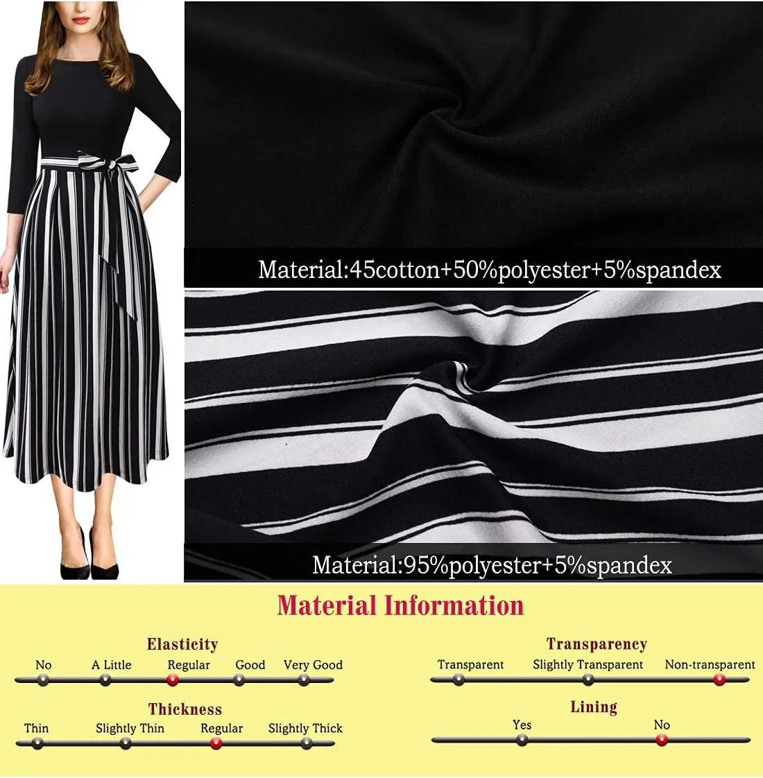 VFSHOW Womens Elegant Pockets Belted Work Business Office Casual Party Pleated A-Line Midi Dress