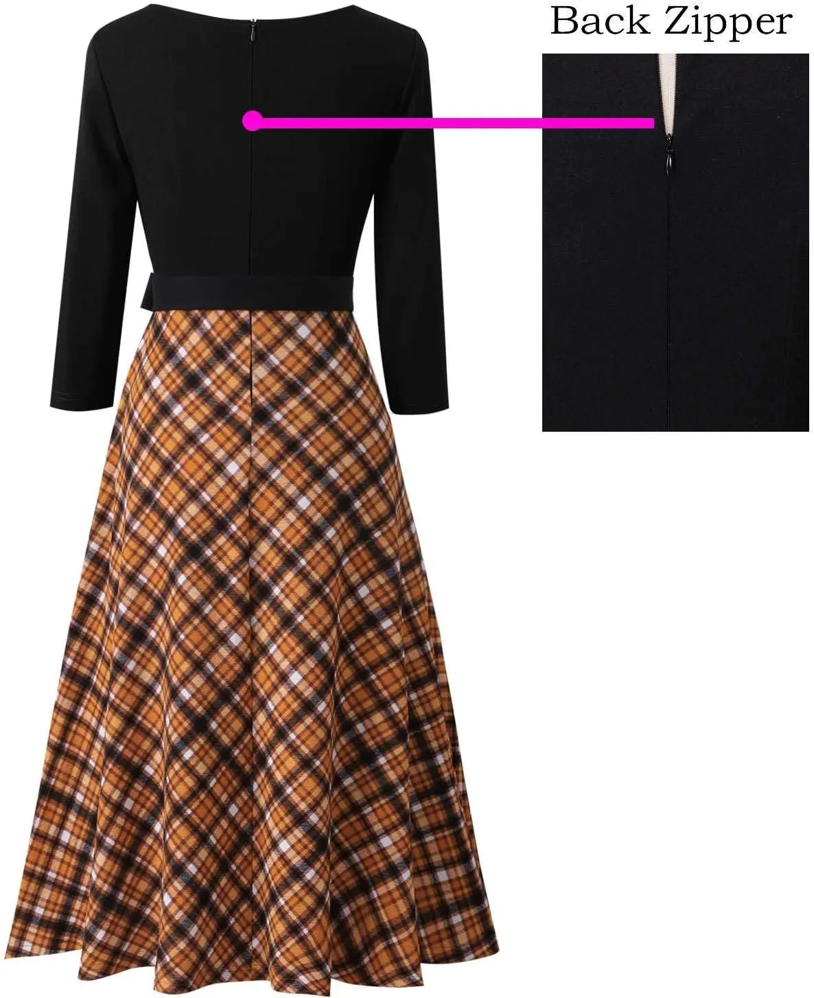 VFSHOW Womens Elegant Pockets Belted Work Business Office Casual Party Pleated A-Line Midi Dress