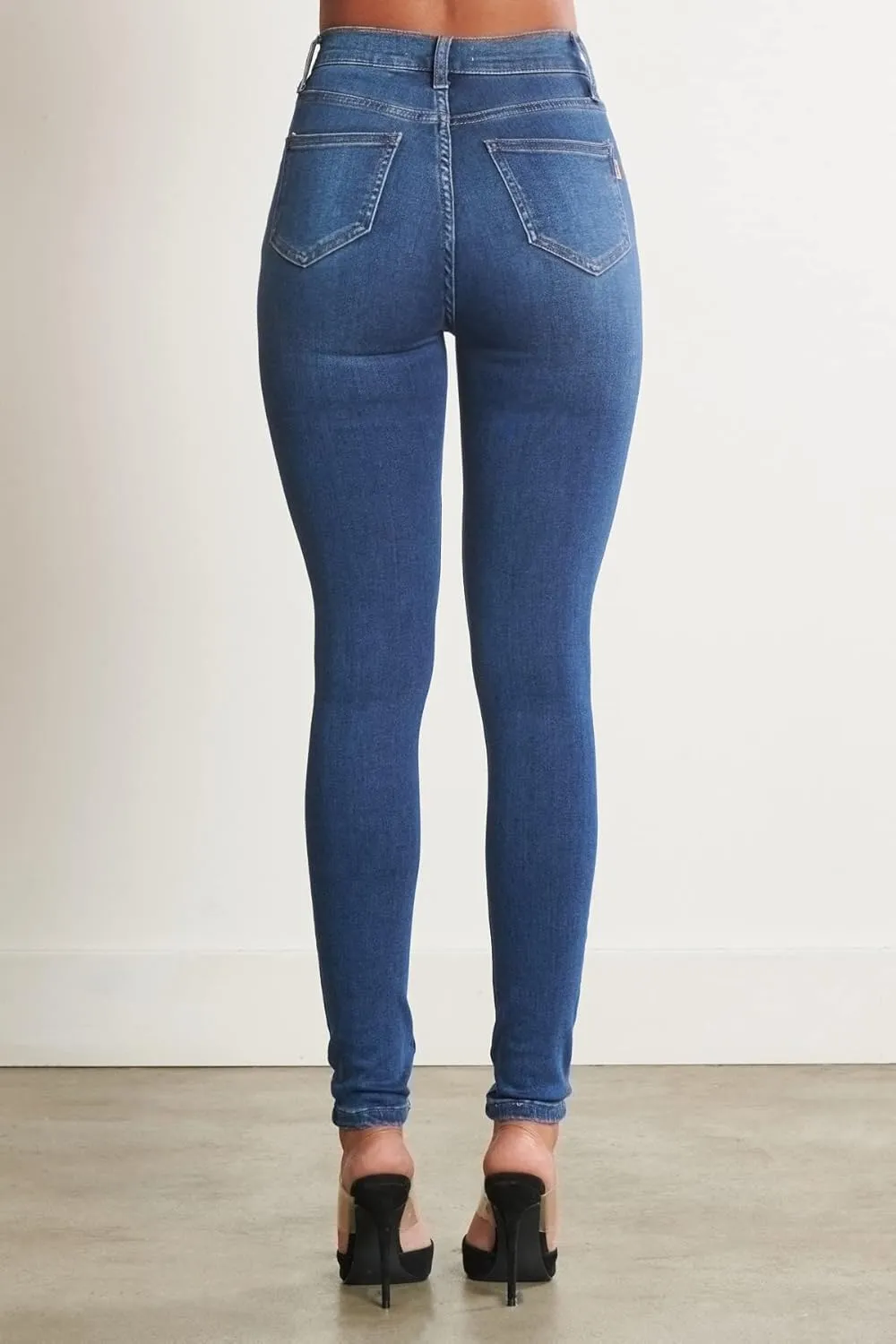 Vibrant Womens Denim Skinny Jeans  High Waisted Signature Tinted Vintage Wash Super Stretch Casual Slim Fit Pants