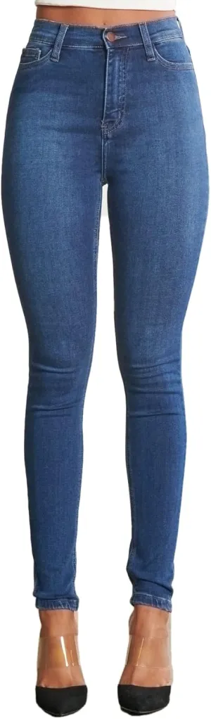 Vibrant Womens Denim Skinny Jeans  High Waisted Signature Tinted Vintage Wash Super Stretch Casual Slim Fit Pants