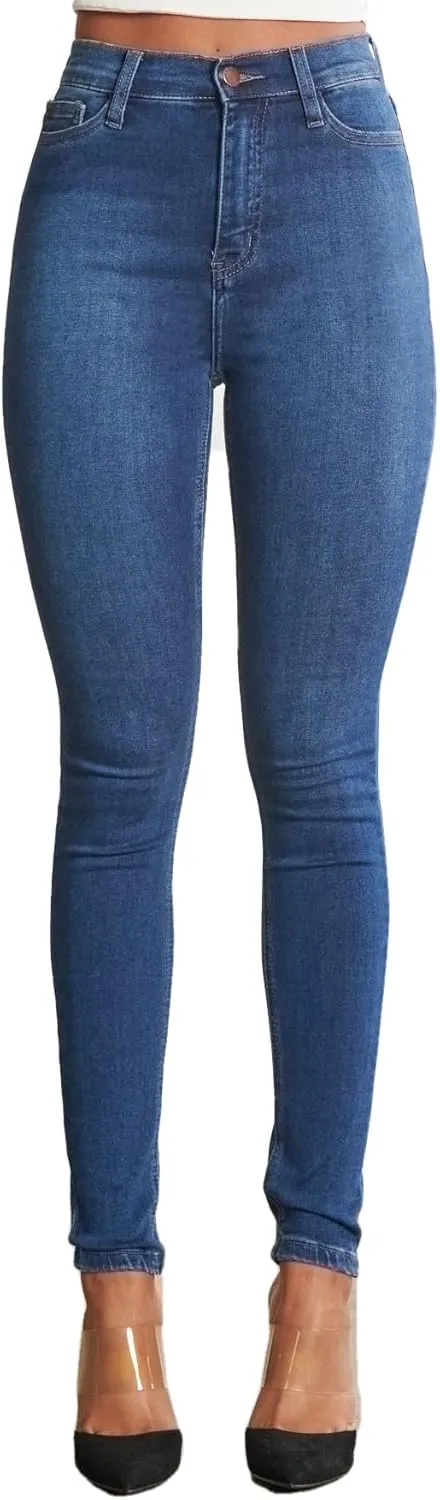 Vibrant Womens Denim Skinny Jeans  High Waisted Signature Tinted Vintage Wash Super Stretch Casual Slim Fit Pants