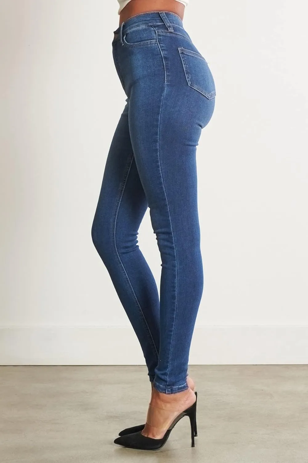 Vibrant Womens Denim Skinny Jeans  High Waisted Signature Tinted Vintage Wash Super Stretch Casual Slim Fit Pants