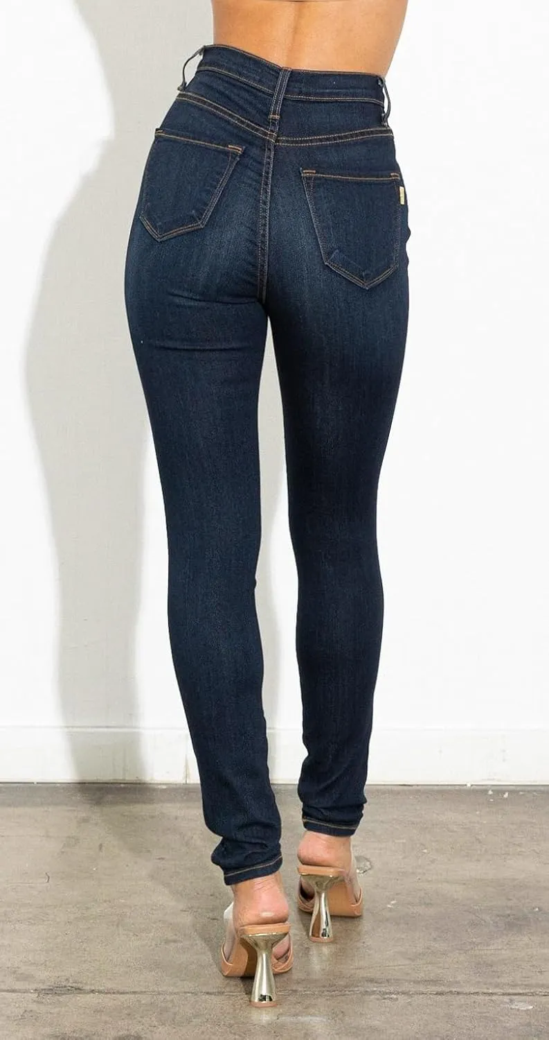 Vibrant Womens Denim Skinny Jeans  Super Stretch High Waisted Rise Classic Casual Slim Fit Pants