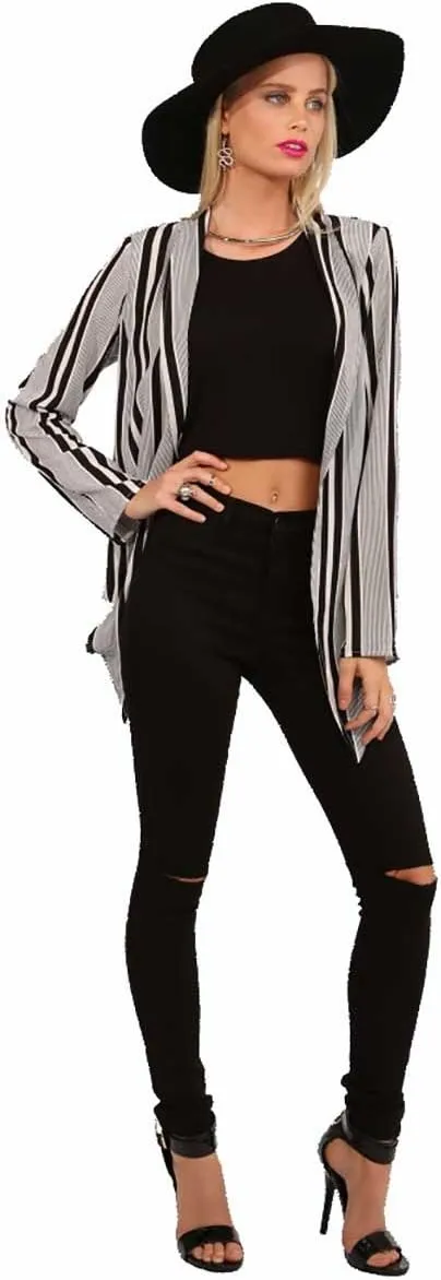 Vibrant Women's Stretch Skinny Jeans - High Waisted Slit Ripped Knee Solid Casual Denim Pants
