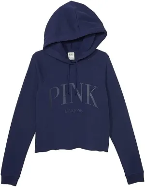 Victoria's Secret Women's PINK Logo Cropped Campus Hoodie Sweatshirt (XS-XXL)