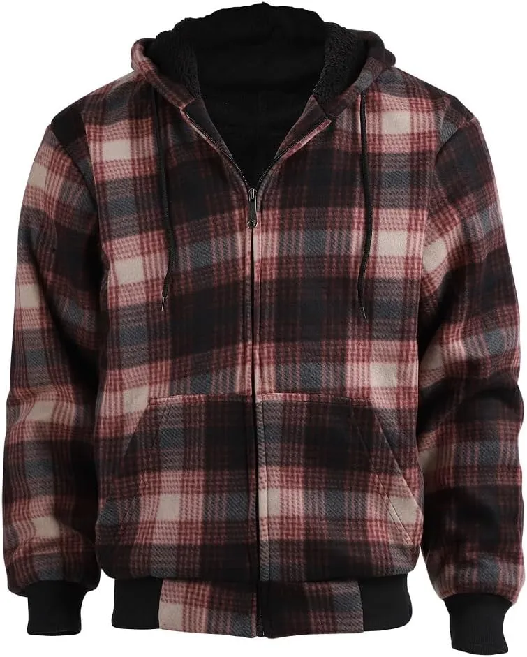 Winter Heavy Warm Sherpa Lined Fleece Plaid Flannel Jacket Men Plus Size S-5XL Big&Tall Mens Coat