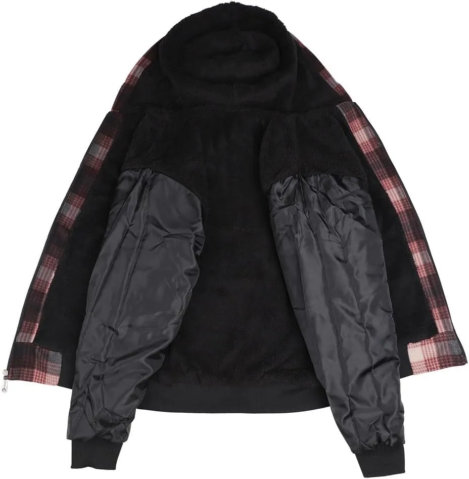 Winter Heavy Warm Sherpa Lined Fleece Plaid Flannel Jacket Men Plus Size S-5XL Big&Tall Mens Coat