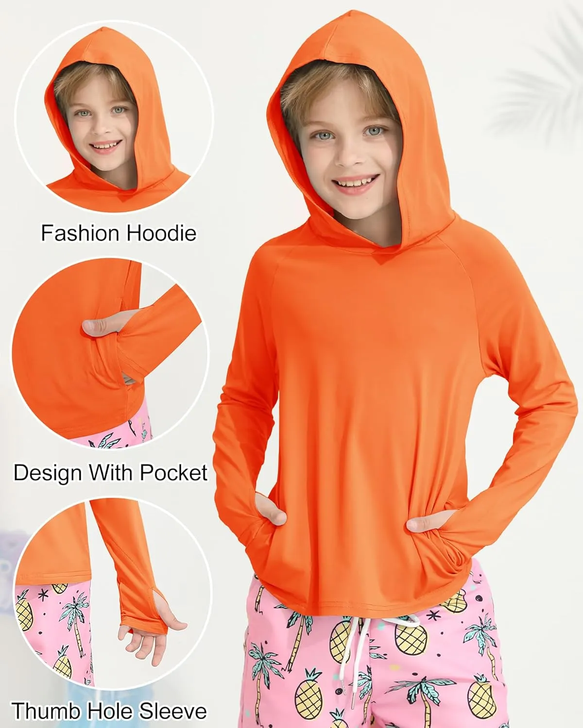 WISREMT Girls Boys Neon Shirt UPF 50  Rash Guard Long Sleeve Athletic Hoodie Sweatshirt Quick Dry Swim Cover Up Sun Shirts