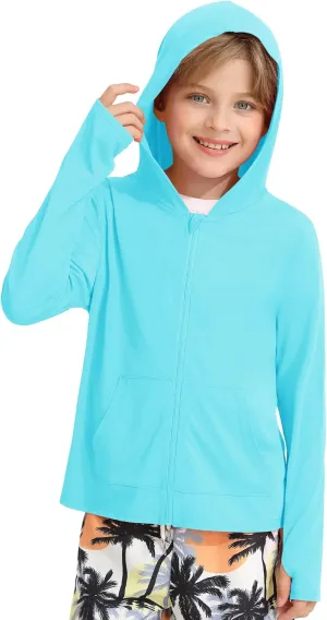 WISREMT Girls Boys Neon Shirt UPF 50  Rash Guard Long Sleeve Athletic Hoodie Sweatshirt Quick Dry Swim Cover Up Sun Shirts