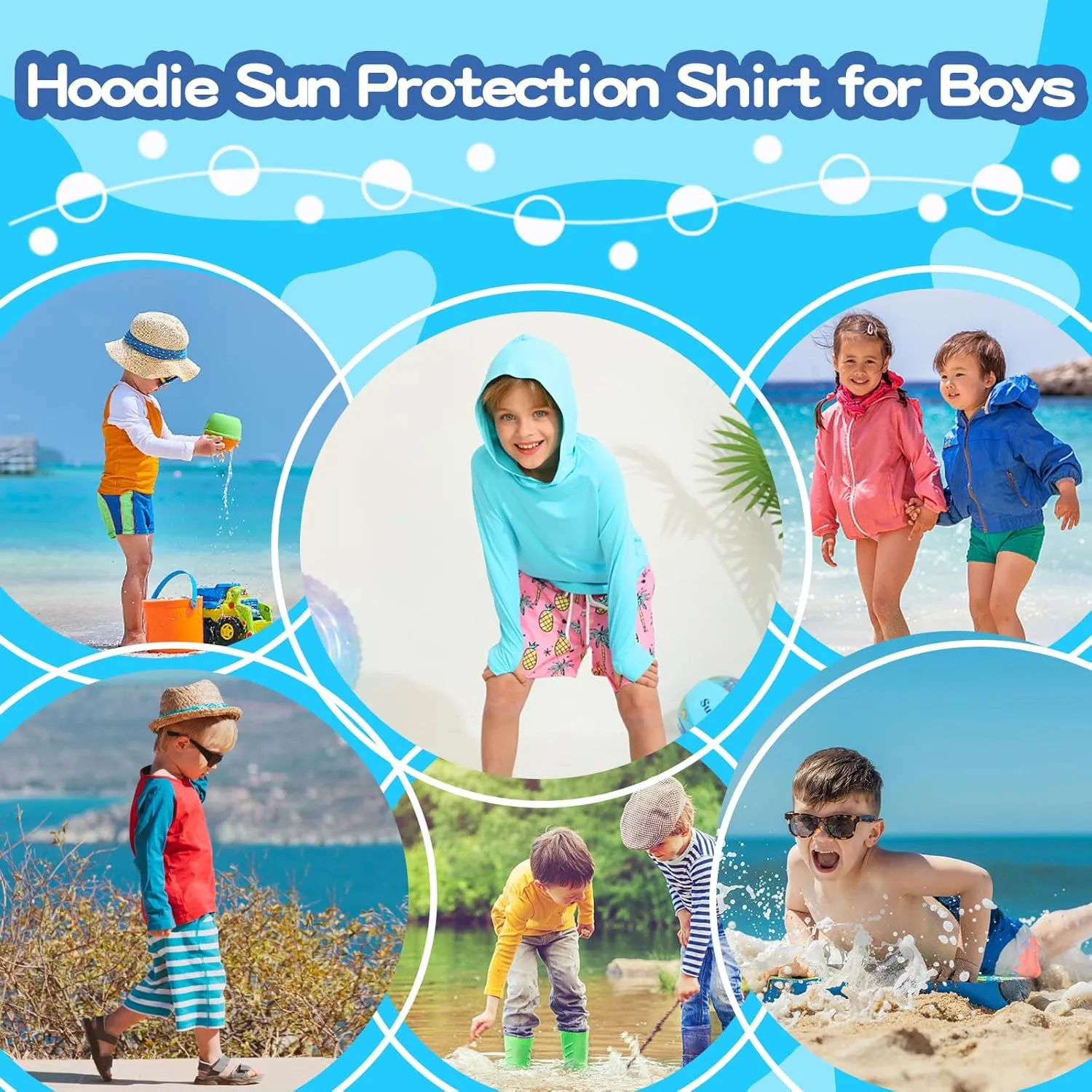 WISREMT Girls Boys Neon Shirt UPF 50  Rash Guard Long Sleeve Athletic Hoodie Sweatshirt Quick Dry Swim Cover Up Sun Shirts