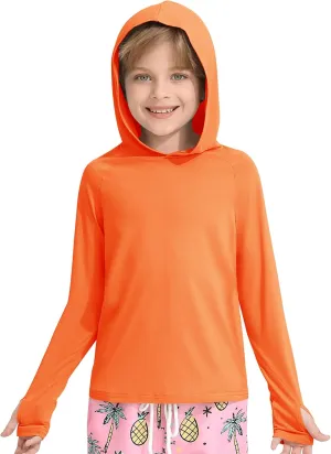 WISREMT Girls Boys Neon Shirt UPF 50  Rash Guard Long Sleeve Athletic Hoodie Sweatshirt Quick Dry Swim Cover Up Sun Shirts