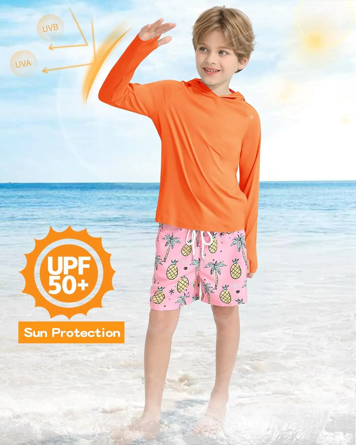 WISREMT Girls Boys Neon Shirt UPF 50  Rash Guard Long Sleeve Athletic Hoodie Sweatshirt Quick Dry Swim Cover Up Sun Shirts