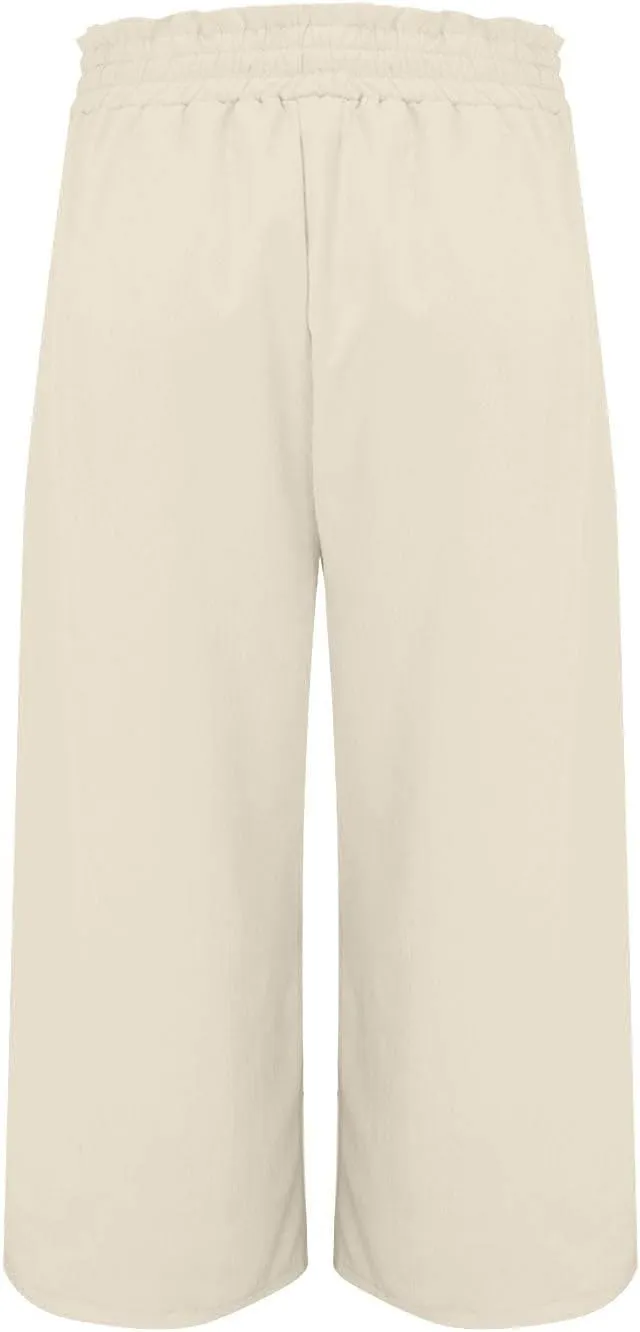 Women Cotton Linen Summer Boho Palazzo Pants Elastic Waist Bootcut Loose Fit Pant Trousers Business Work