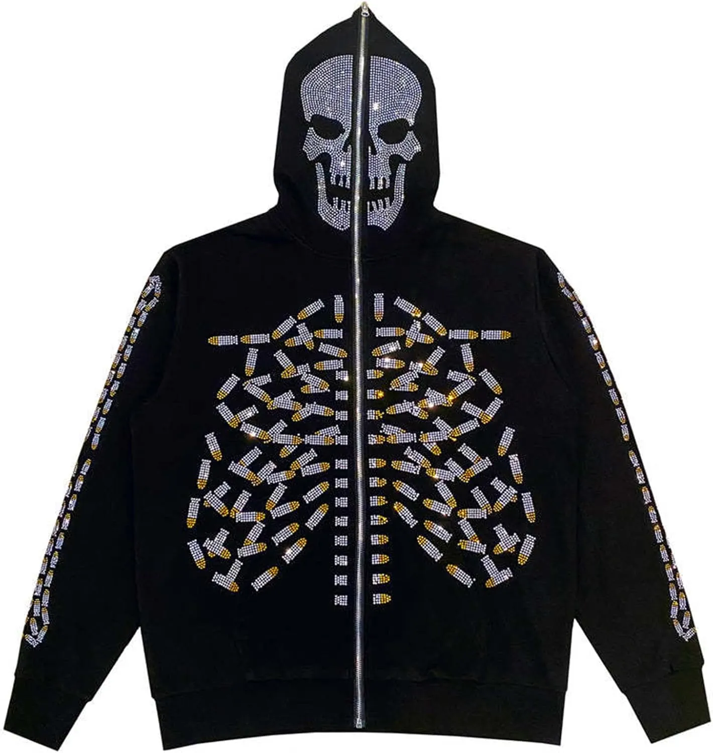 Women Grunge Zip Up Hoodies Gothic Punk Long Sleeve Printed Hooded Jackets Y2k 90s Streetwear Oversized Sweatshirts