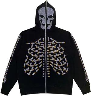 Women Grunge Zip Up Hoodies Gothic Punk Long Sleeve Printed Hooded Jackets Y2k 90s Streetwear Oversized Sweatshirts