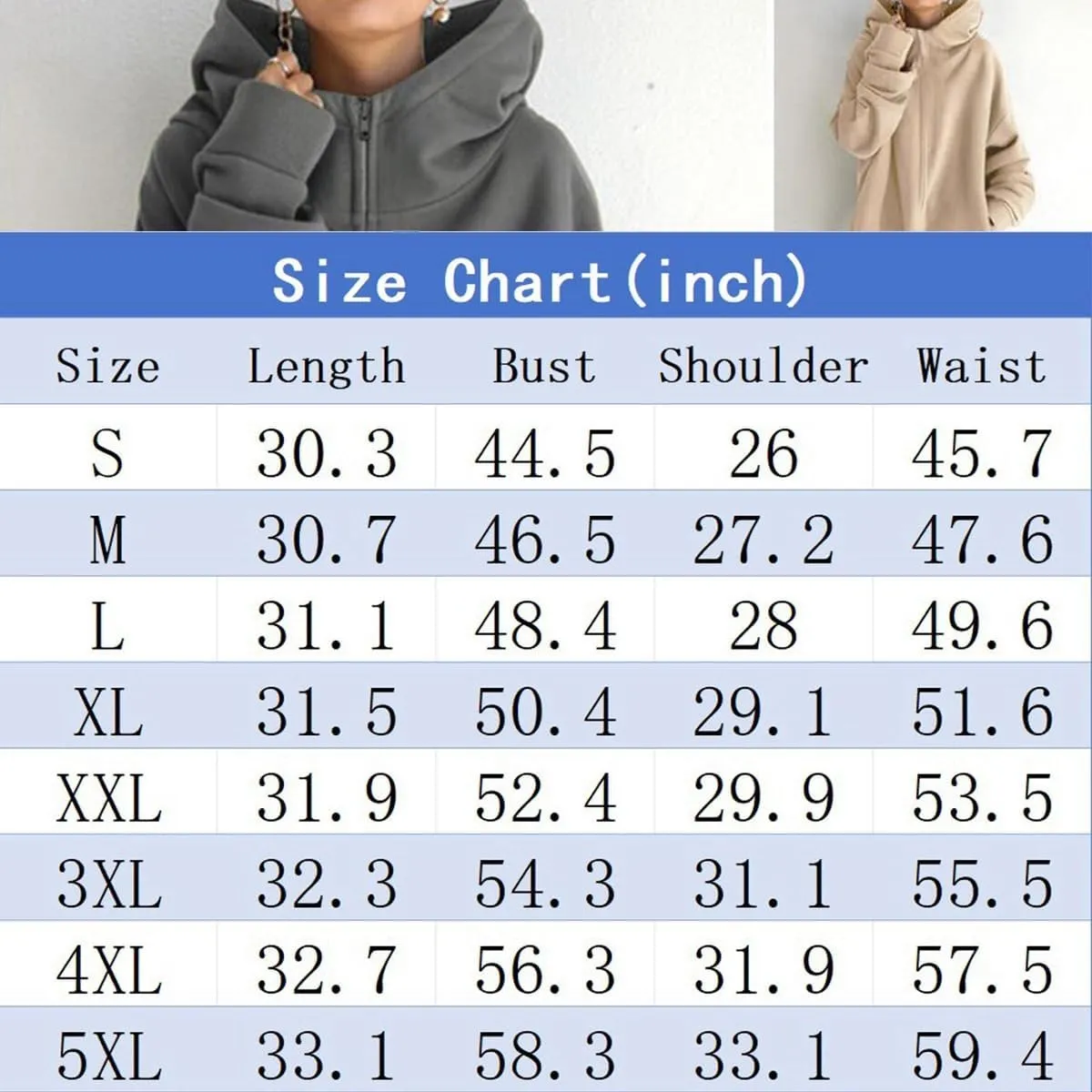 Women Loose Hoodie Fall Oversized Fashion Sweatshirts Long Sleeve Zip Up Hooded Jacket Coat with Pockets