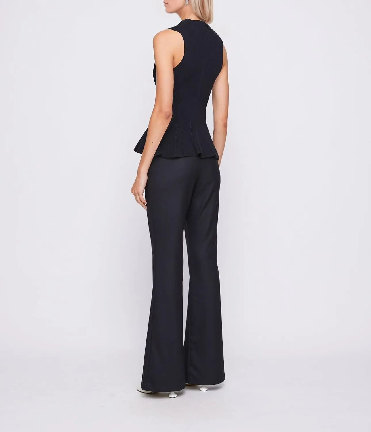 Women Turtleneck Peplum Tank Tops Ribbed Knit Sweater Vests Sleeveless Ruffle Tank Tops Mock Neck Fitted Shirts Tops