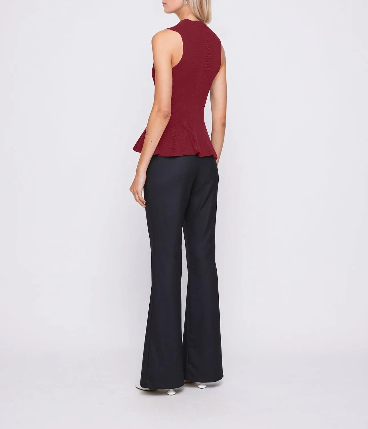 Women Turtleneck Peplum Tank Tops Ribbed Knit Sweater Vests Sleeveless Ruffle Tank Tops Mock Neck Fitted Shirts Tops