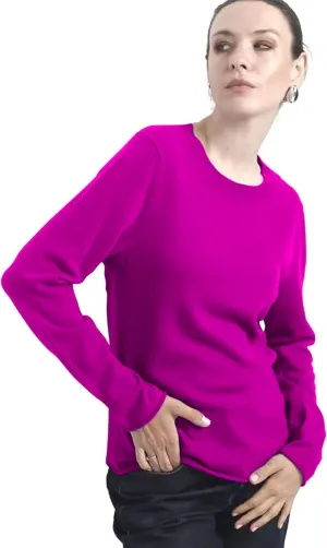 Women's 100% Cashmere Long Sleeve Crew Neck Sweater. Comfort, Luxury, and Soft Silky Texture - Essential Classic Pullover