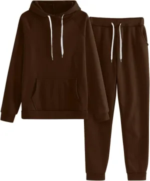 Women's 2 Piece Lounge Sets Long Sleeve Crewneck Fall Trendy Loungewear Hoodie Sweatshirt Long Pants Tracksuit