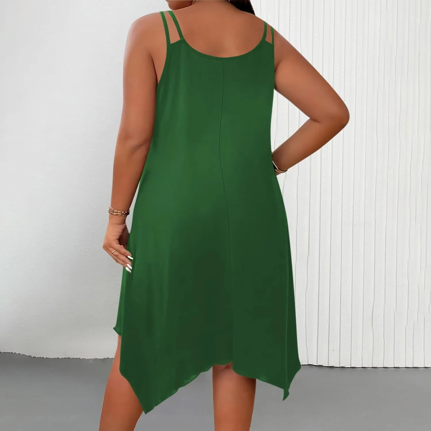 Women's Boho Flowy Midi Dress Plus Size Summer Casual Sleeveless Cami Dress Beach Vacation Swing Sundresses